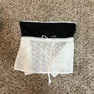 Black and White Lace Tube Top